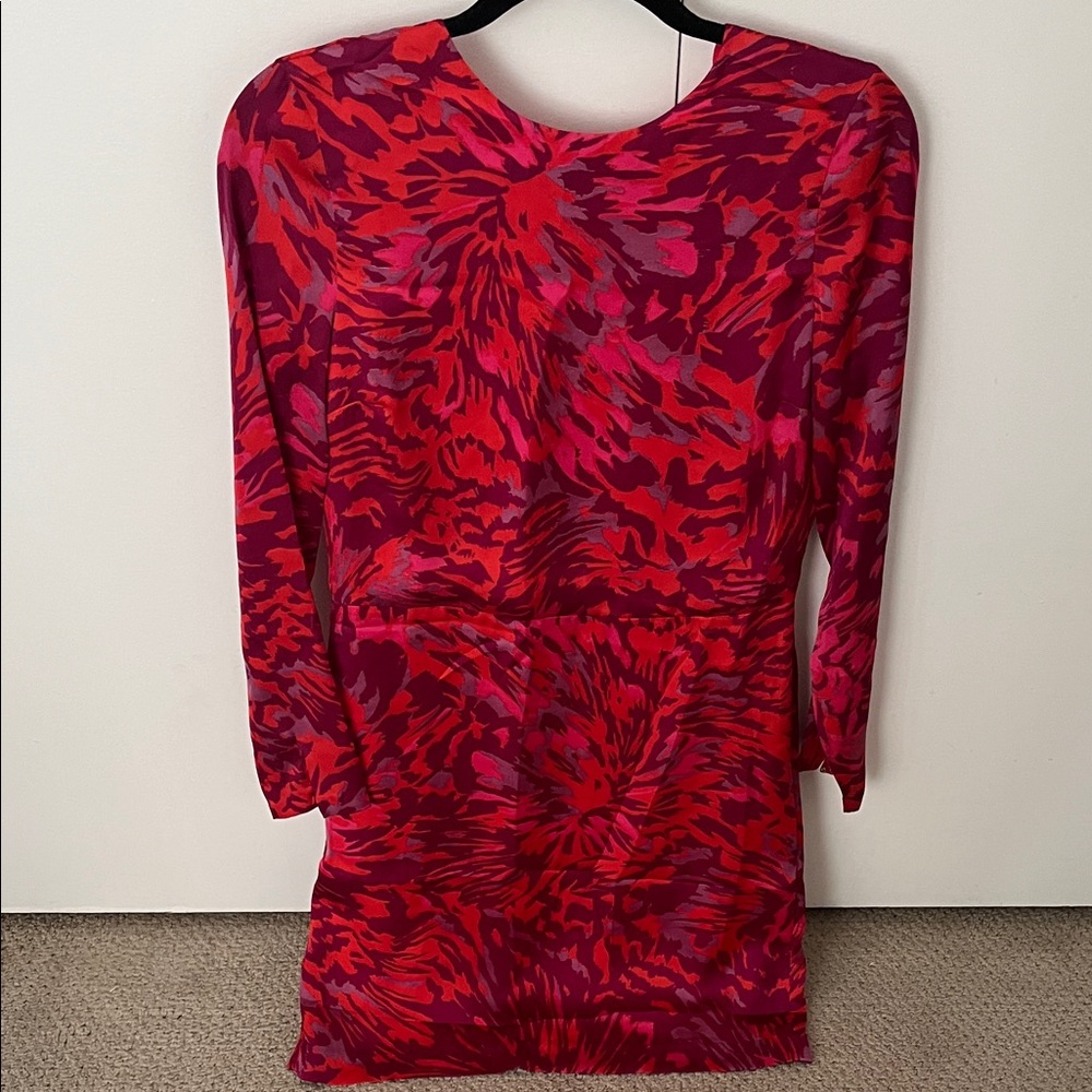 Adam Lippes Red and Pink Long Sleeve Dress